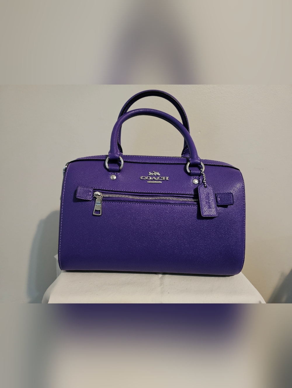 Coach Purple Leather Satchel with Shoulder Strap - Picture 5 of 8